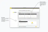 Screenshot of the entry page, which is displayed by clicking the Home tab. From here users can; check out example workflows to get started, access a local workspace, or even start a new workflow by clicking the yellow plus button.