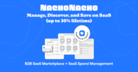 Screenshot of NachoNacho allows businesses to manage existing SaaS subscriptions using virtual credit cards in one company-wide account. Users can know how much is spent on what product, and cancel without hassle. Businesses can also discover SaaS products in the NachoNacho SaaS marketplace with discounts of up to 30%.