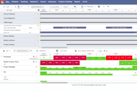 Screenshot of Use the  timeline planner to schedule projects, initiatives and sprints. The heat-map shows which teams, skills or resources are over-utilized.
