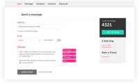 Screenshot of The FireText SMS platform, allows you to send out your business SMS messages in three simple stages. Select who you want to send to - this can either be a bulk contact group, or an individual message. Then simply decide who the message is coming from, this can be a business name or a mobile number. Finally, compose your message. 

The platform is simple and easy to use it is still packed with features and these can easily be utilised within each text campaign you send.
