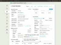 Screenshot of Hover over any piece of data, including leads, tenants, and units, for a snapshot of information.