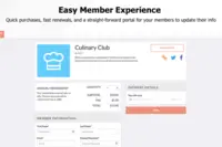 Screenshot of An easy member experience portal makes purchases and renewals quick, and a straightforward place for members to update their contact information.