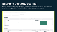 Screenshot of Manage manufacturing cost on BOM, production operations - Katana
