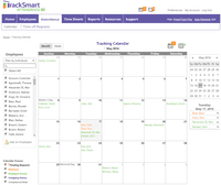 Screenshot of Attendance Tracking Calendar