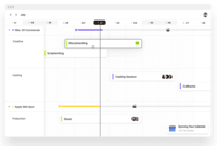 Screenshot of Collaborative calendars in both month and timeline view.