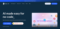 Screenshot of the website page for Eden AI, where the various AI features, Resources, Blogs and pricing are found.
