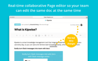 Screenshot of So your team can edit the same page at the same time and see the changes immediately. Embed images, videos or content from integrated sources to create media-rich and visually appealing content.