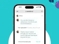 Screenshot of An intelligent, conversational automation that creates a high-touch candidate experience designed to feel like it was built for each individual. It provides personalized job recommendations, answers questions, sends reminders, and shares content — through web chat, SMS texting, or WhatsApp — to drive increases in candidate satisfaction/NPS.