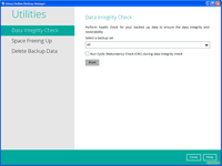 Screenshot of Data integrity check screen in AhsayOBM client backup software